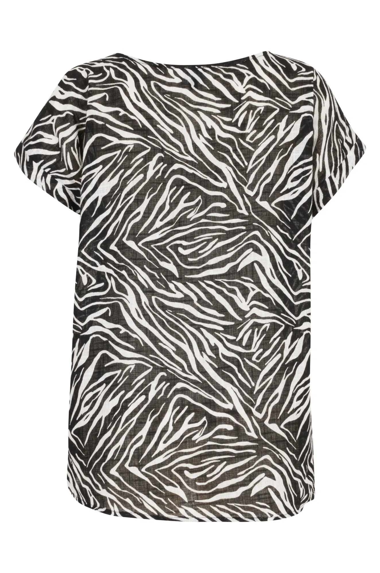 100% printed Cotton Tunic | BLACK IVORY ABST | 6278AR