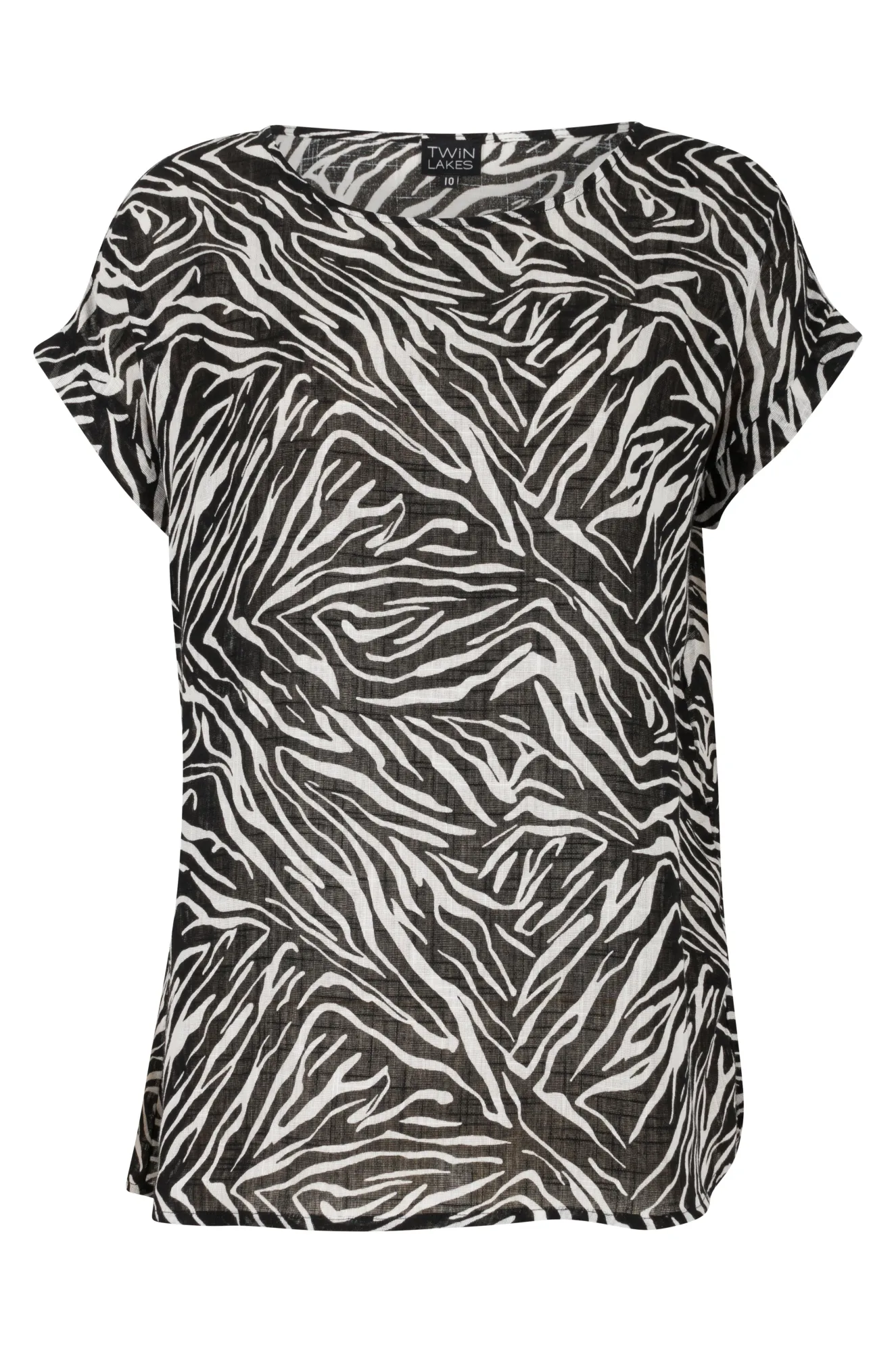 100% printed Cotton Tunic | BLACK IVORY ABST | 6278AR