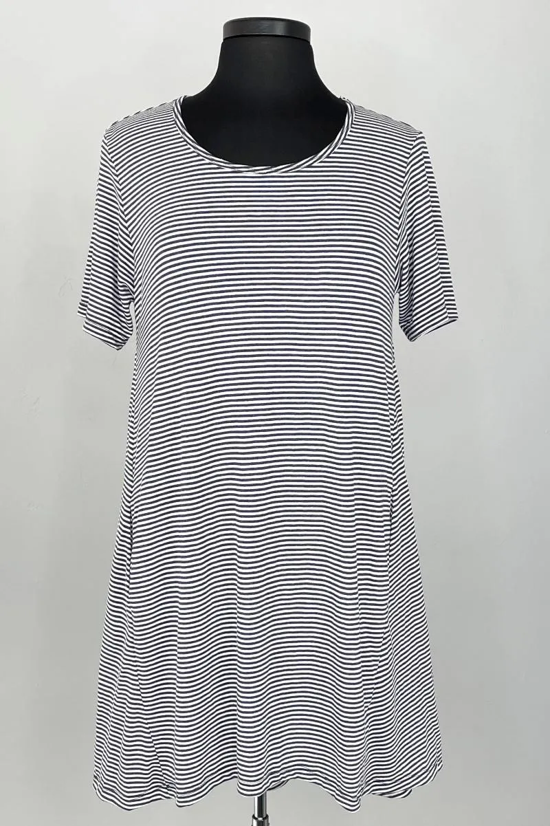 2AM Short Sleeve Patterned Tunic Stripes