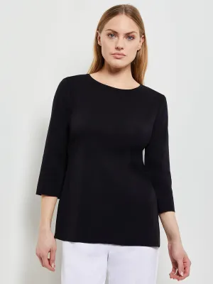 3/4 Sleeve Knit Tunic, Black