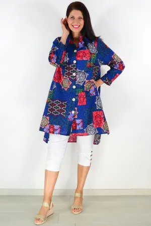 Abstract Navy Tunic Shirt