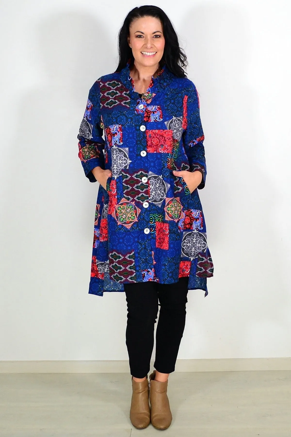 Abstract Navy Tunic Shirt