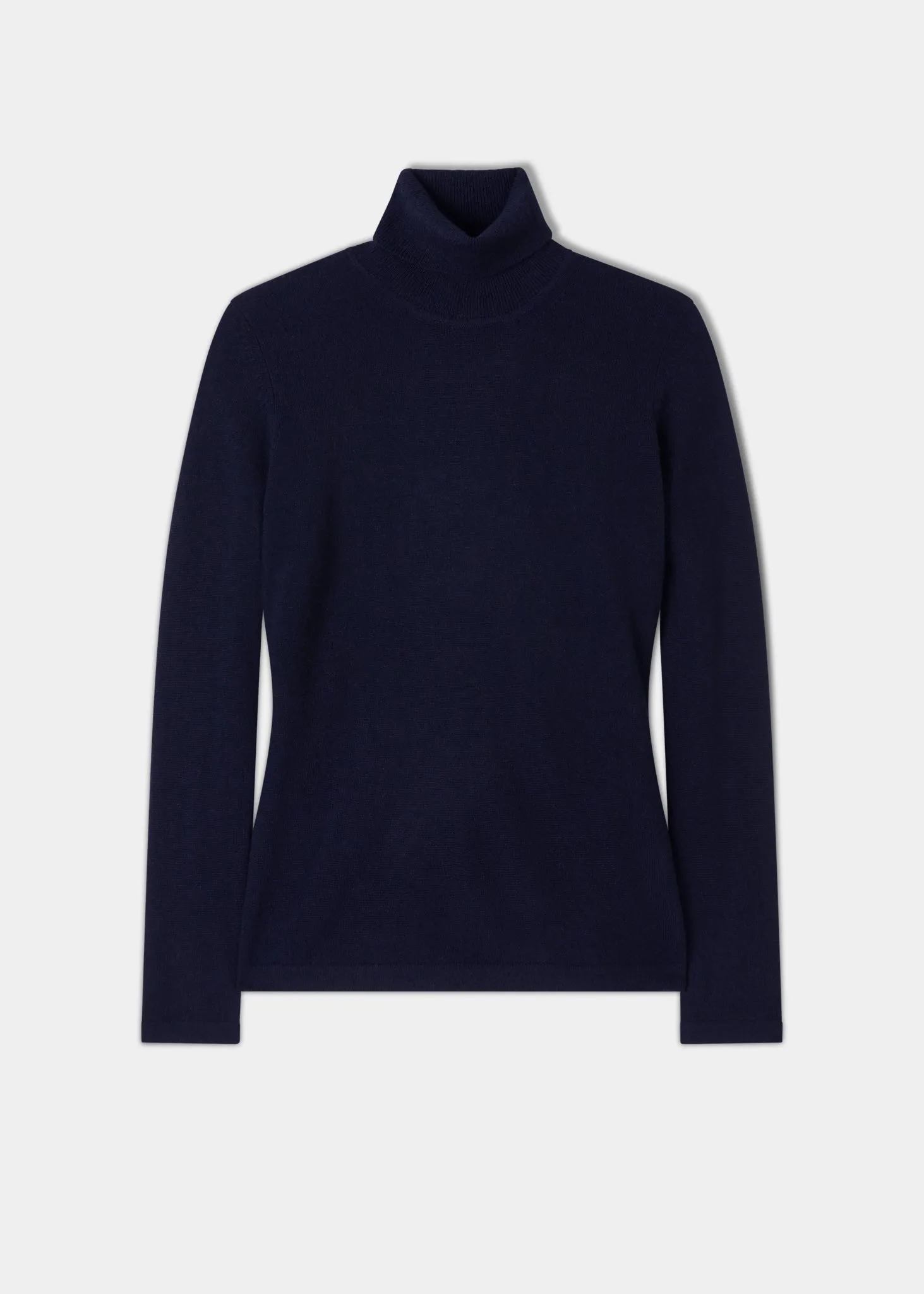 Alison Ladies Cashmere Roll Neck Jumper In Dark Navy