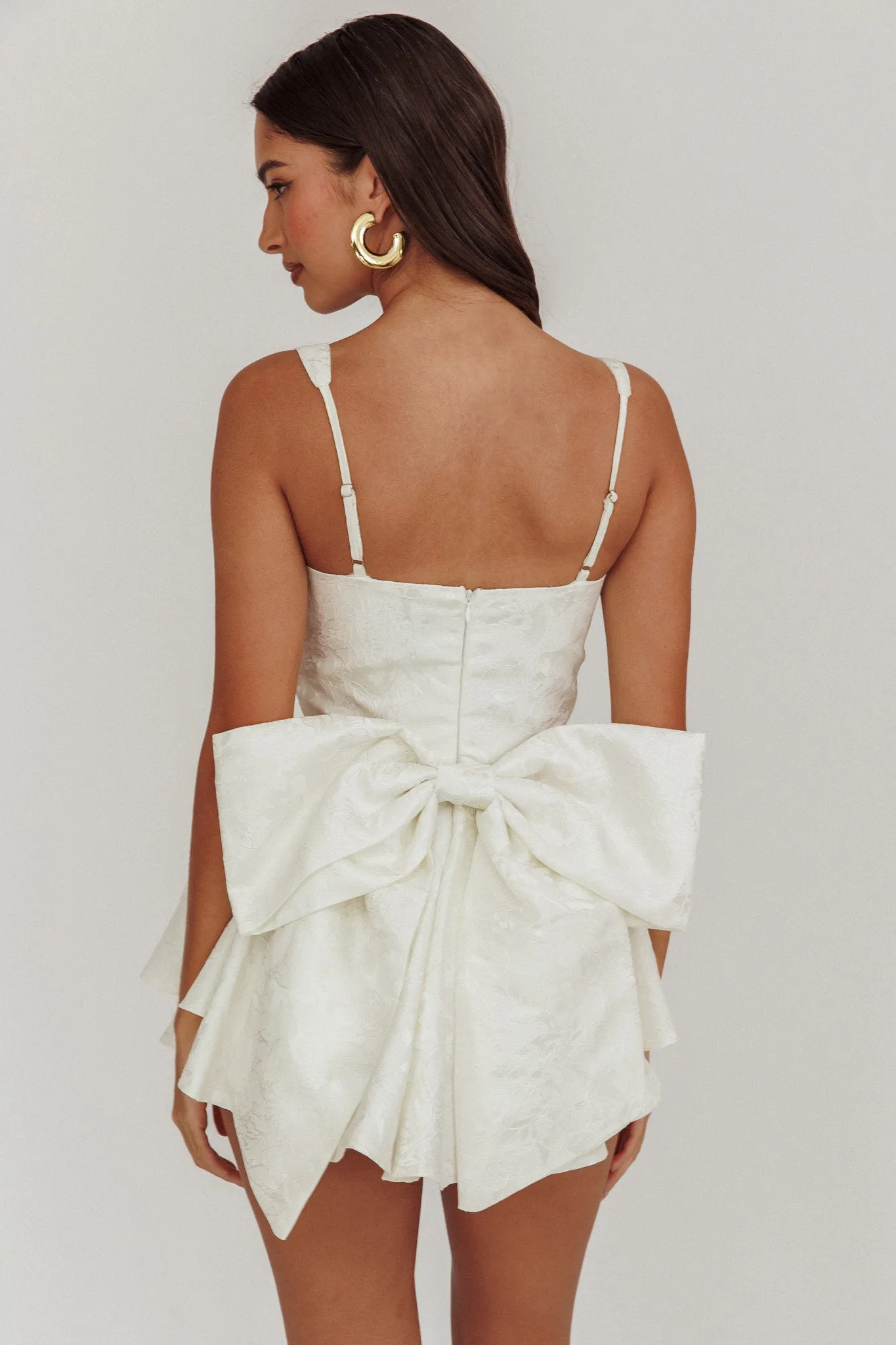 All To You Jacquard Bow Romper White