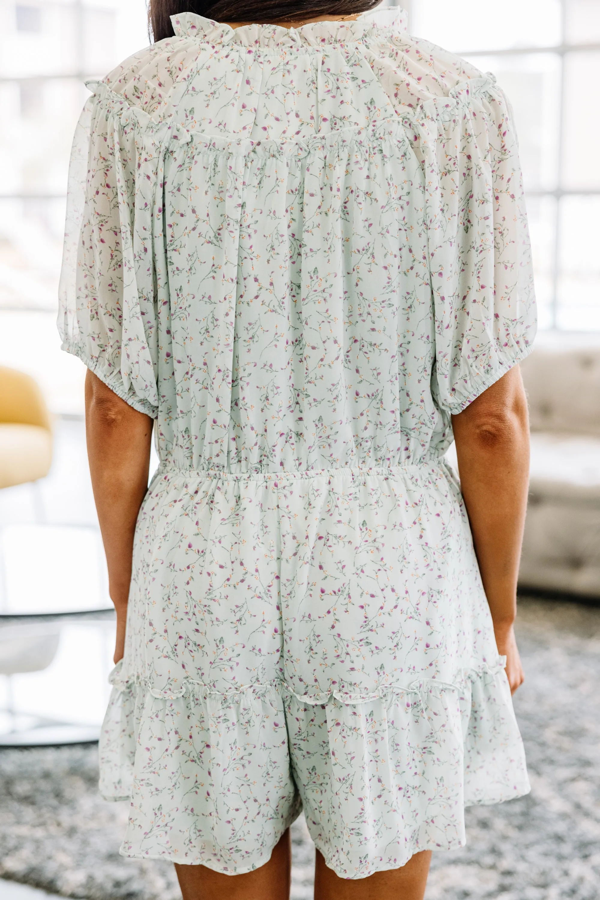 Always And Forever Mint Green Ditsy Floral Romper