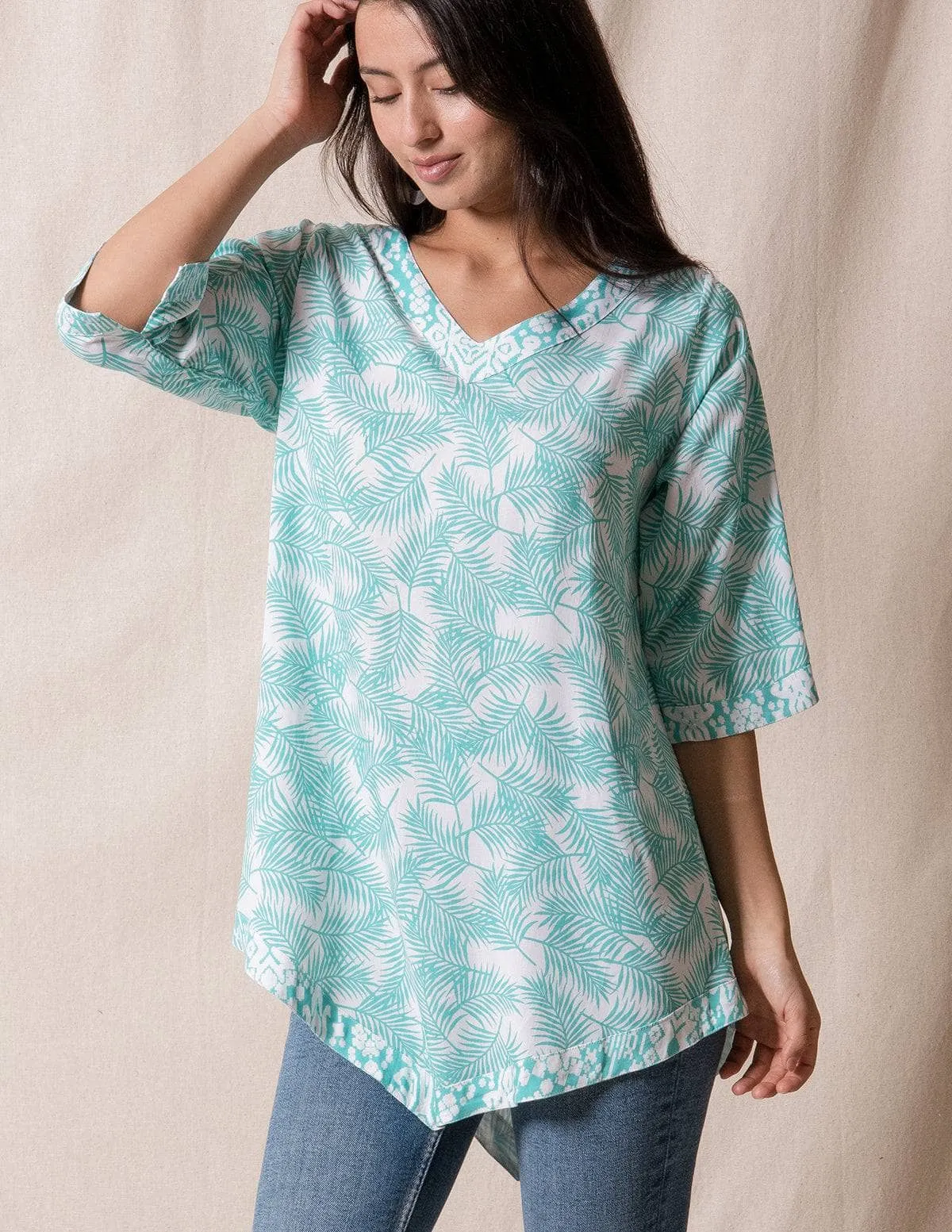 Amari Batik Tunic - Aqua - Large Only