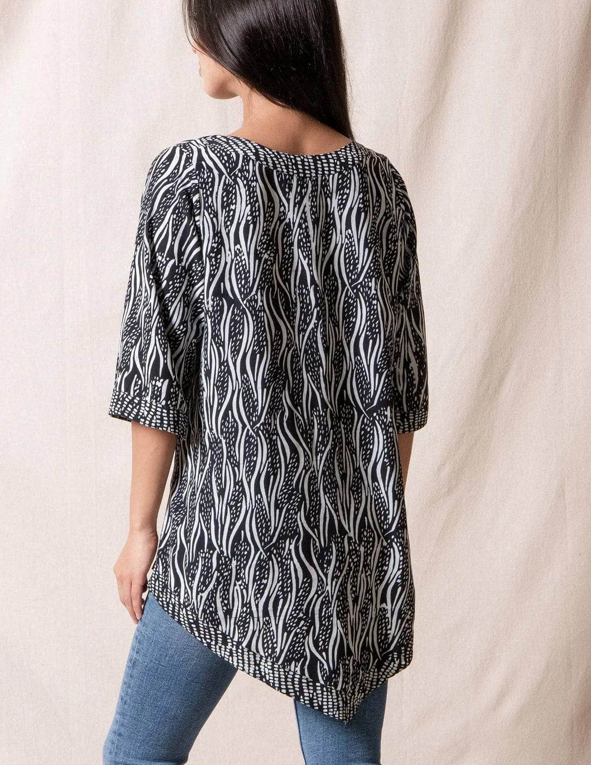 Amari Batik Tunic - Black - Small Only