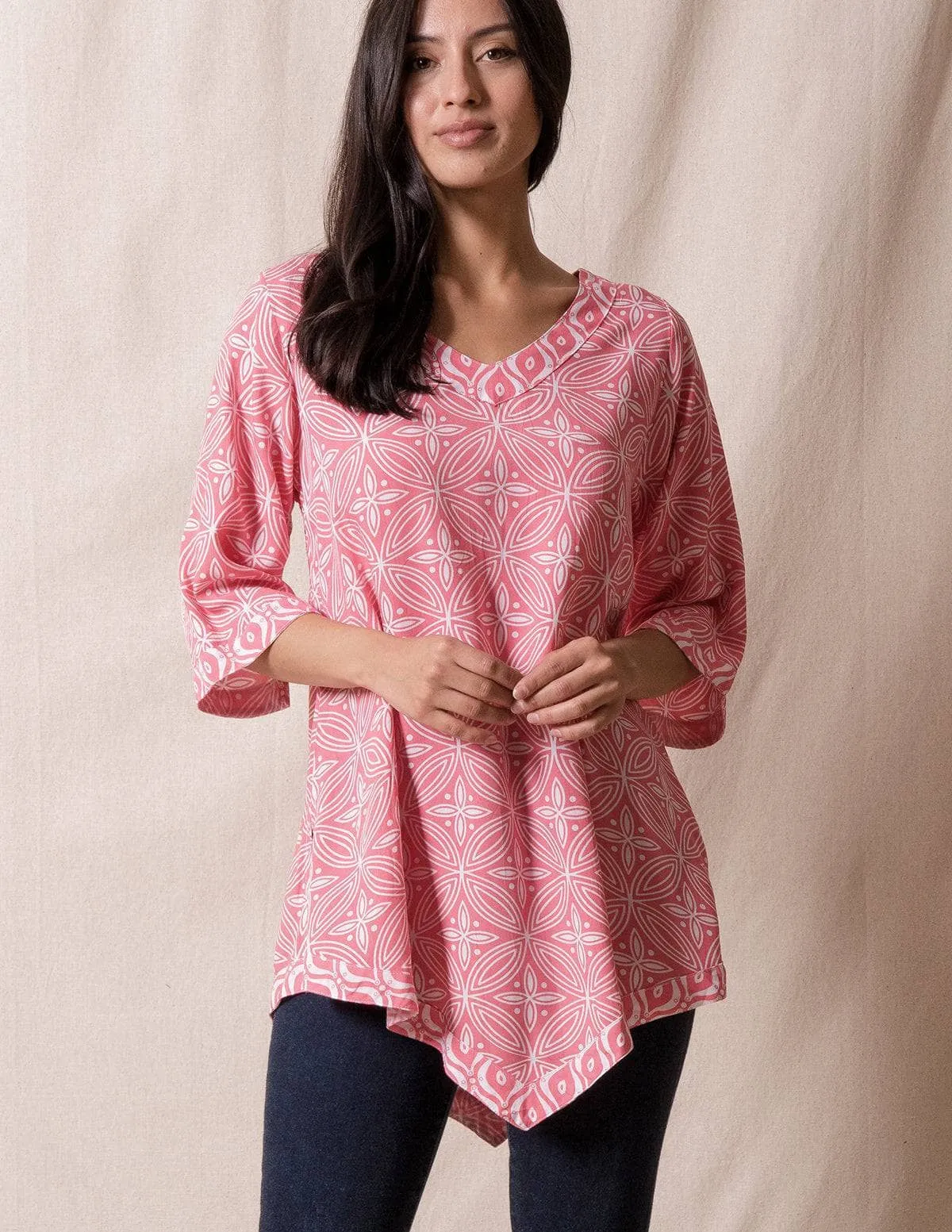 Amari Batik Tunic - Tea Rose - 2XL Only