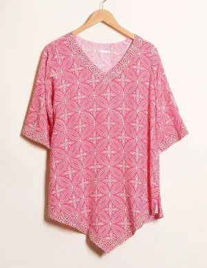 Amari Batik Tunic - Tea Rose - 2XL Only