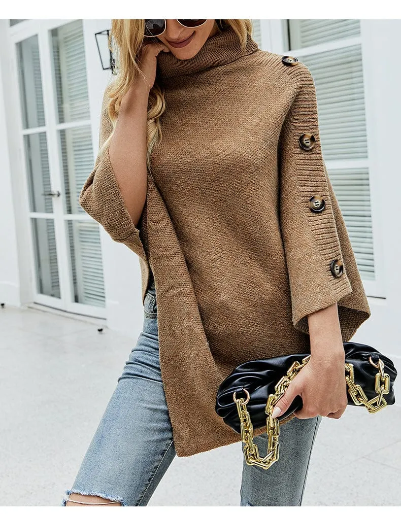 Amaryllis Turtleneck Poncho Sweater