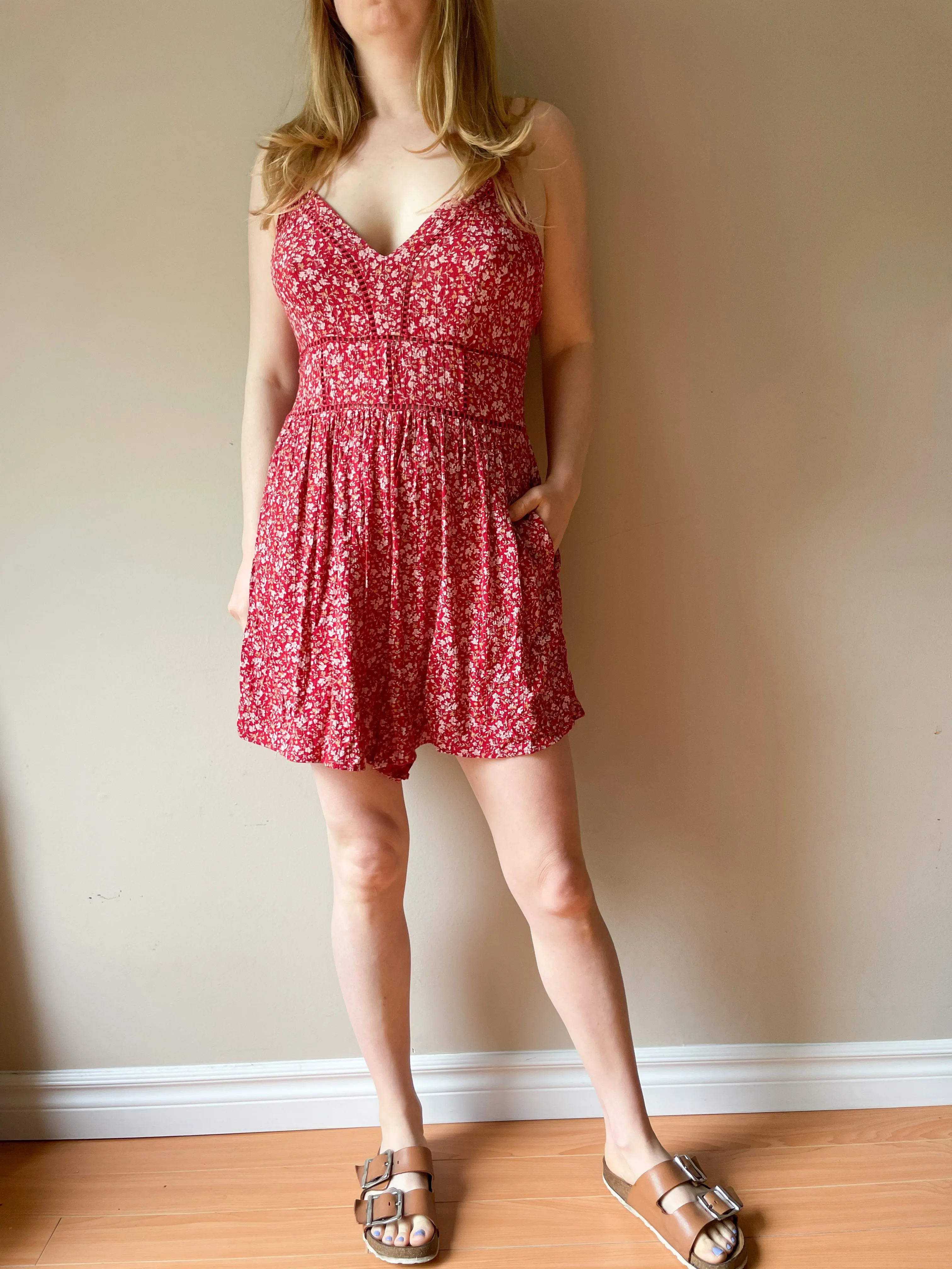 American Eagle Red Boho Romper - Medium