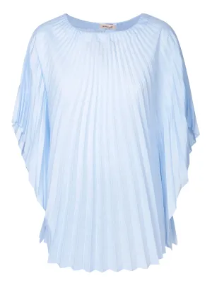 Asymmetric Pleated Tunic in Sky Blue