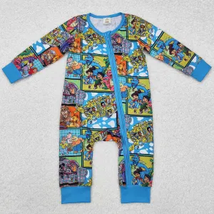 Baby Infant Boys Rompers Cartoon Aimals Bamboo Zip Rompers LR2040