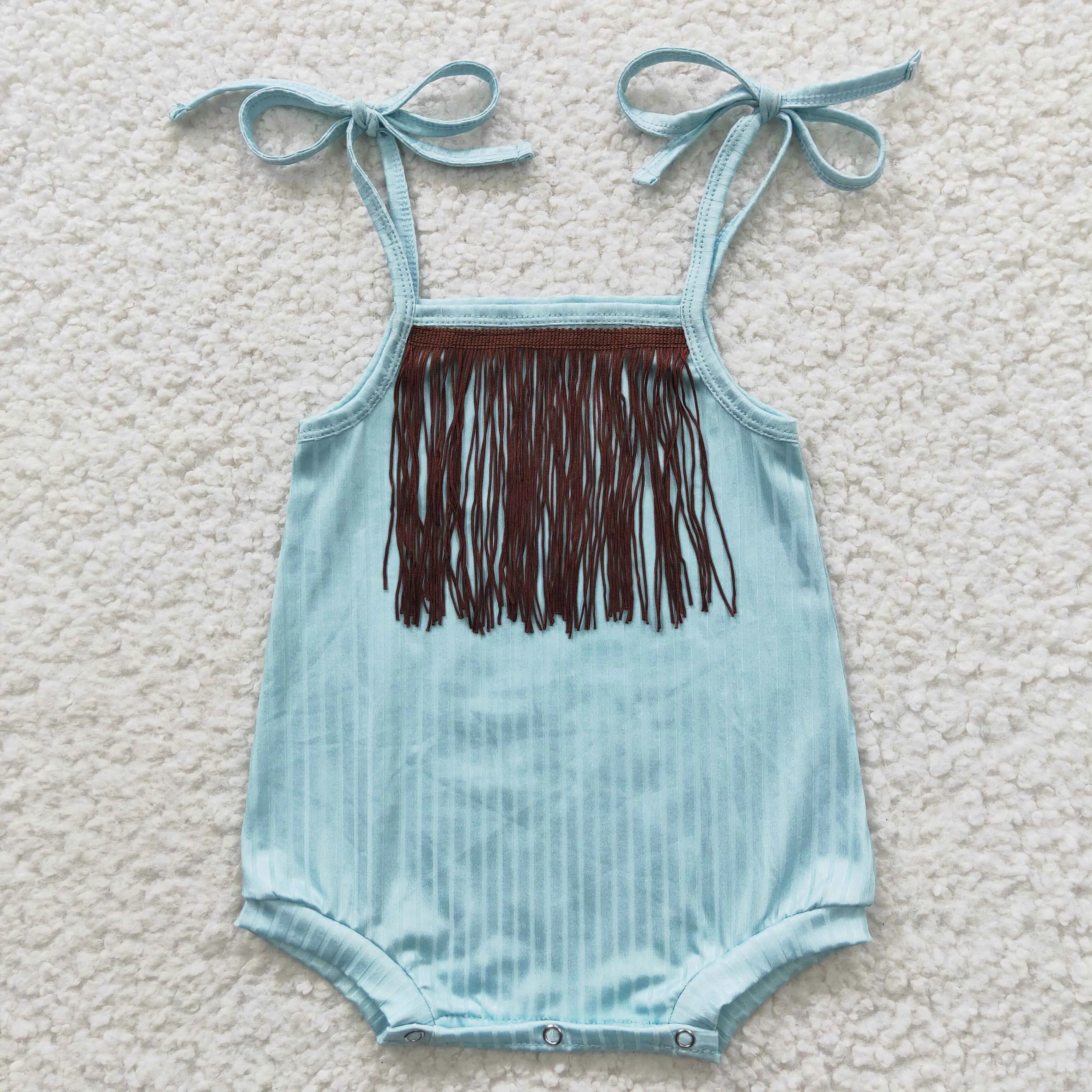 baby spaghetti strap tassel romper SR0289