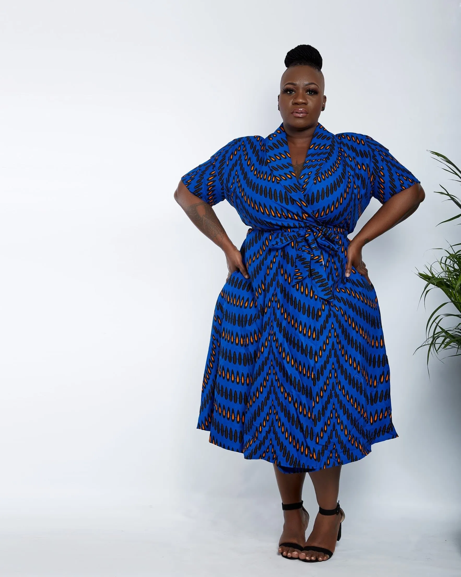 BACK IN STOCK - African Print Wrap Midi Dress - Lola