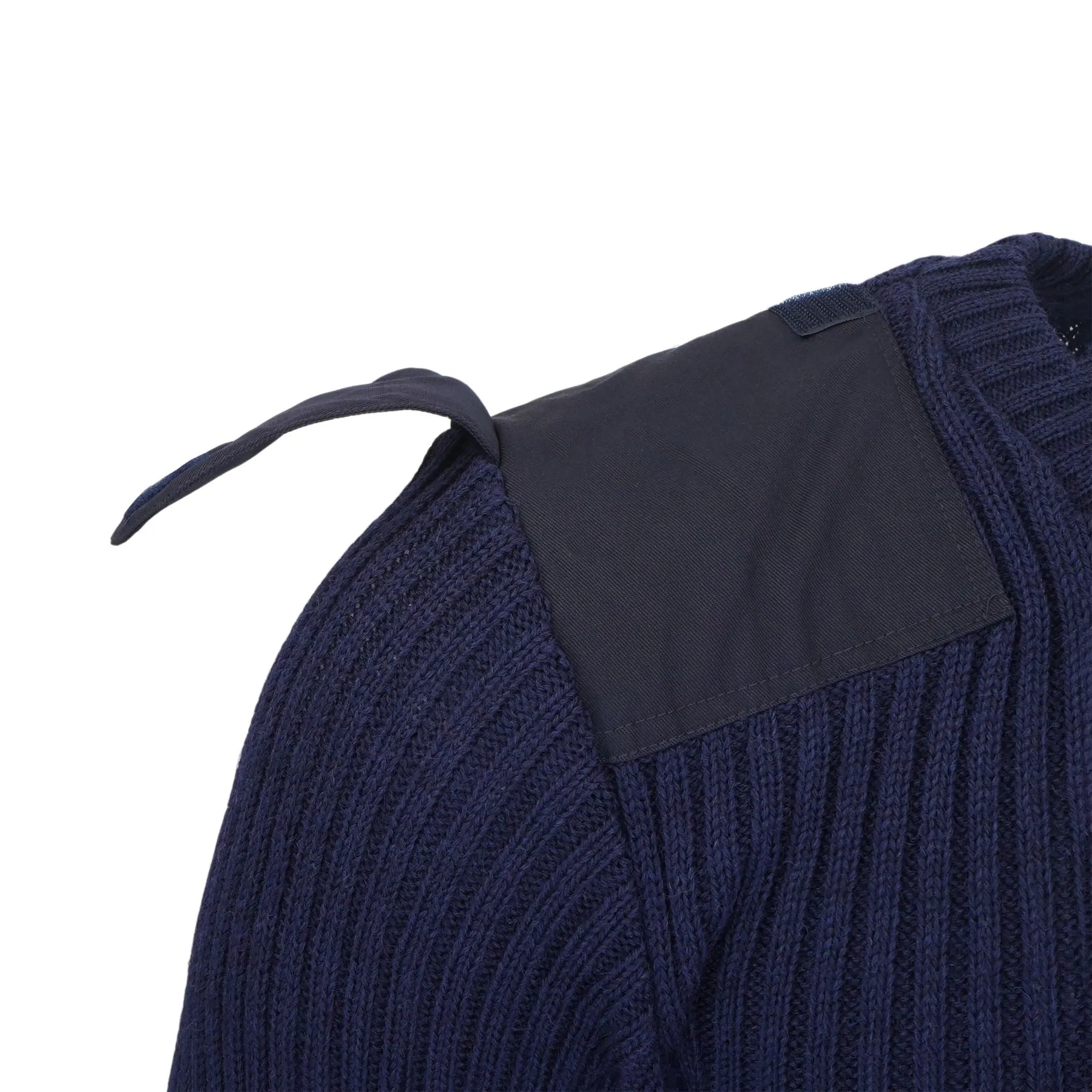 Balmoral Men Nato V-Neck Navy Ribbed Jumper 100% Wool