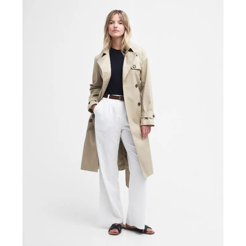 Barbour Greta Ladies Showerproof Trench - Light Fawn/Primrose Hessian