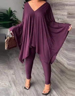 Beautiful Plum Purple 2 Piece Trapeze Tunic Set