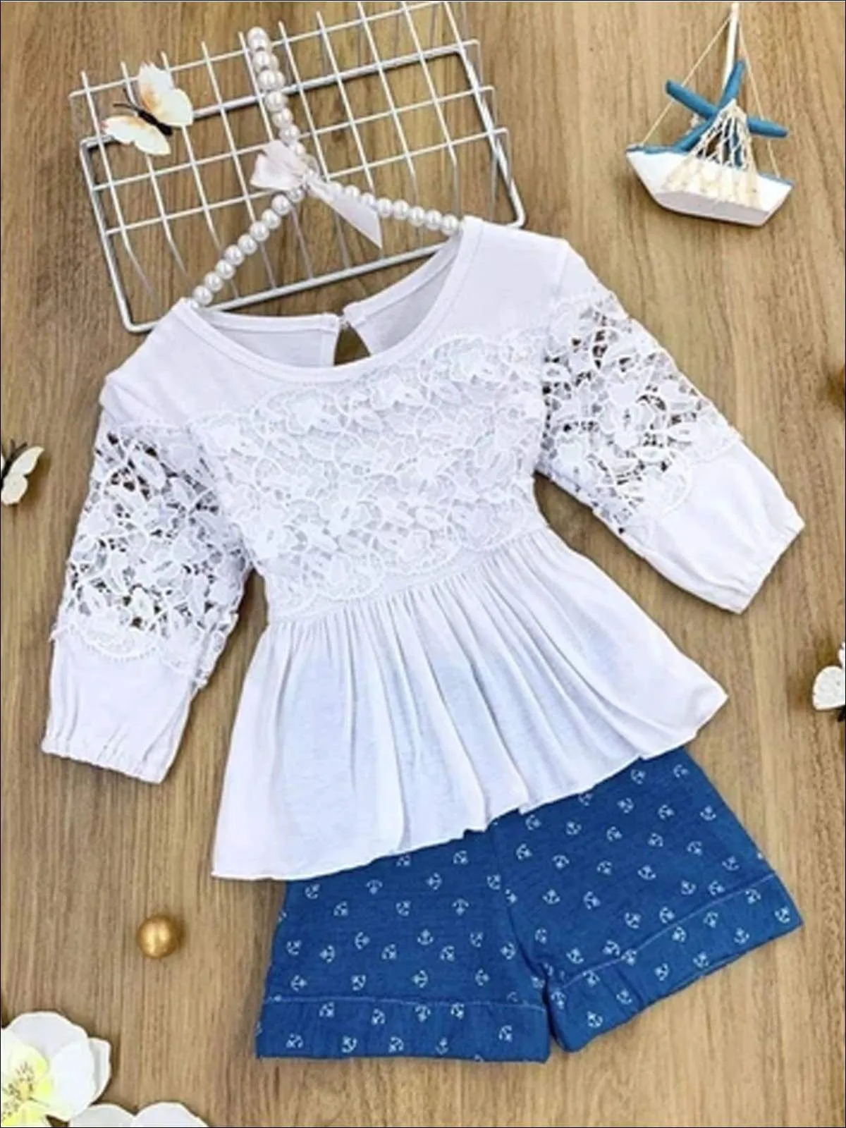 Believe Ruched Lace Tunic And Shorts Set