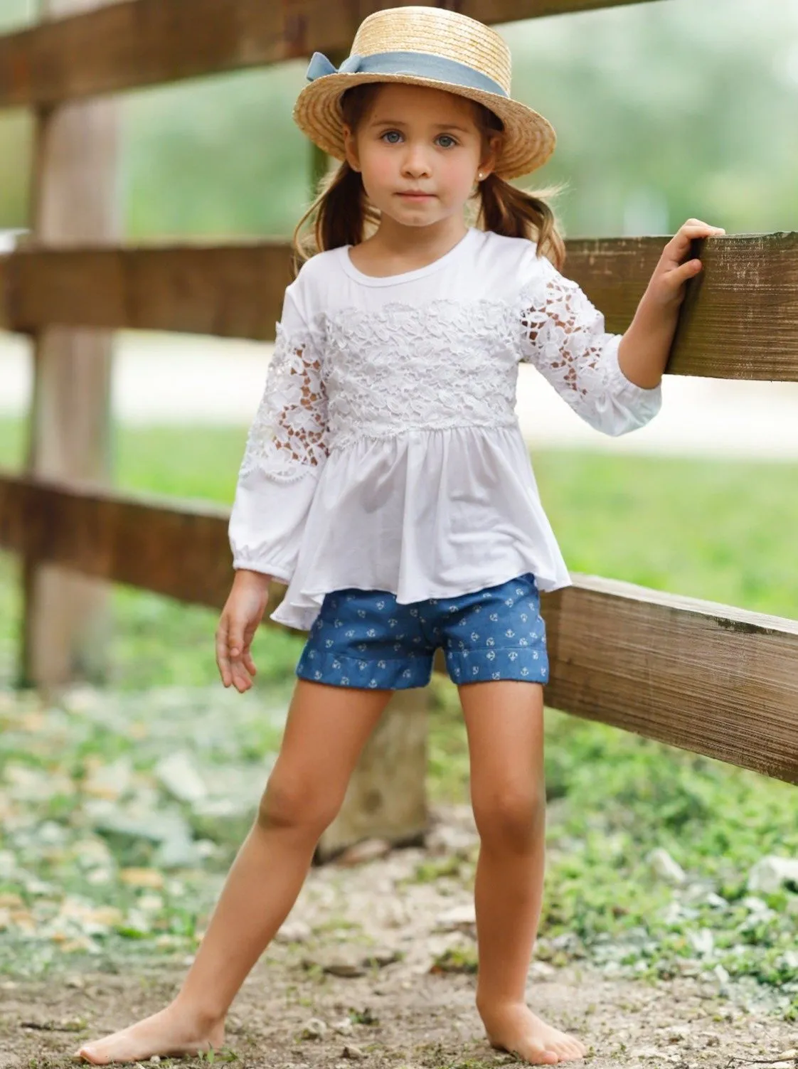 Believe Ruched Lace Tunic And Shorts Set