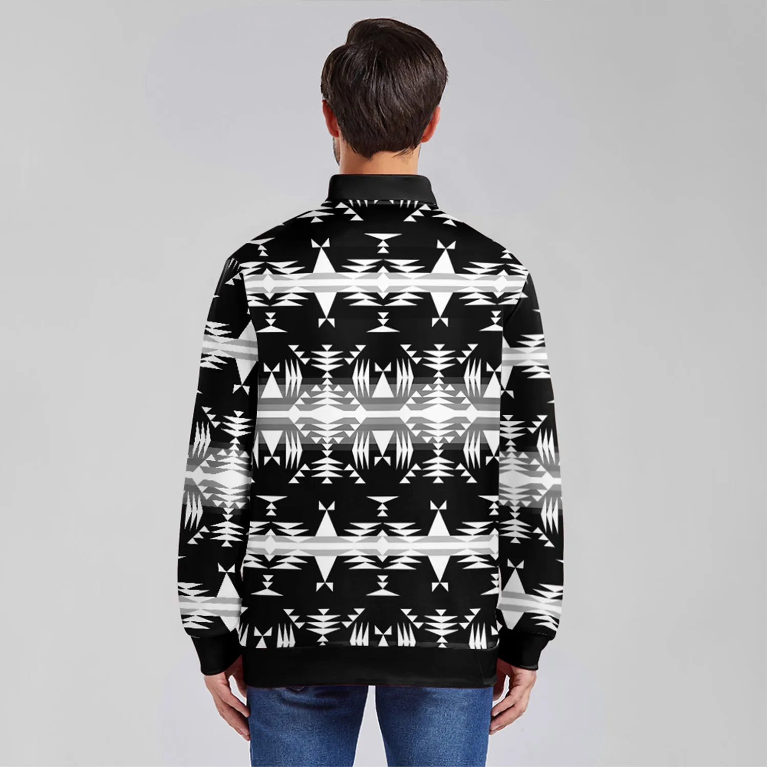 Between the Mountains Black and White Zippered Collared Lightweight Jacket