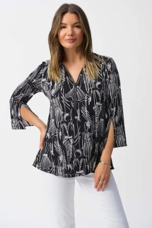 Black & Vanilla Abstract Sketch Print Tunic