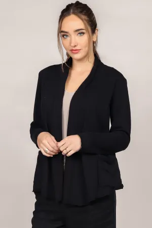 Black Long Sleeve Open Drape Cardigan with Pockets