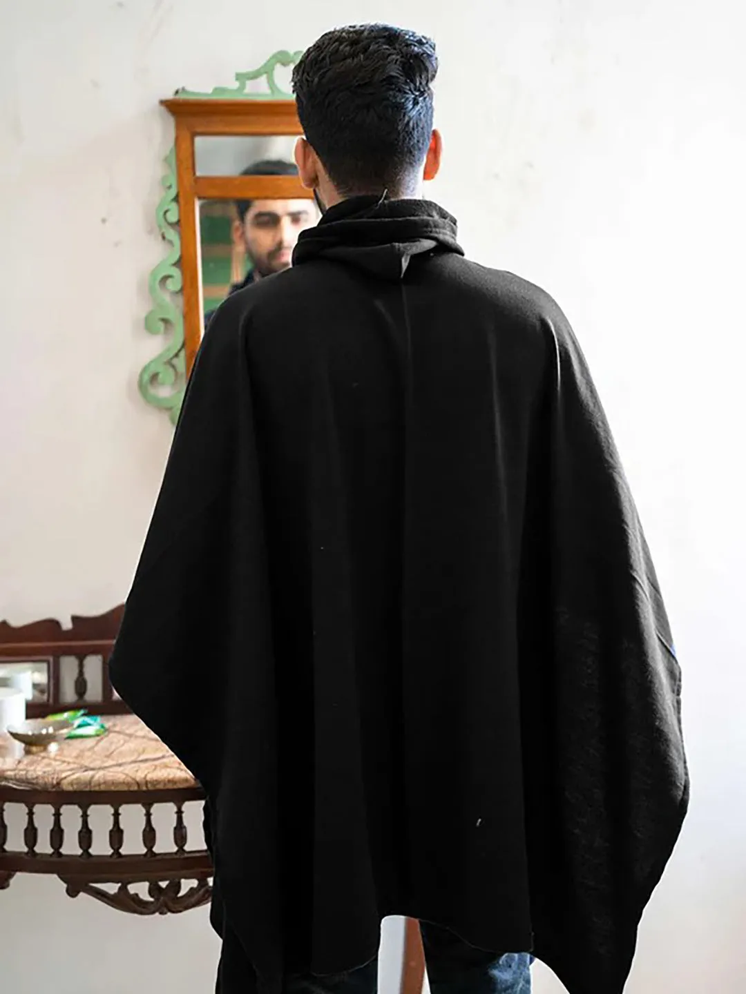 Black Poncho Hoodie - Solid (Male)