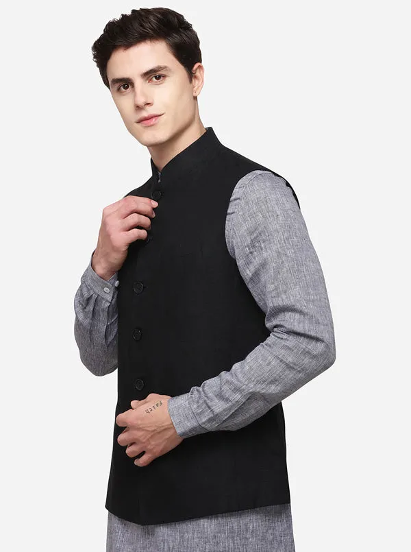 Black Regular Fit Solid Modi Jacket | JadeBlue