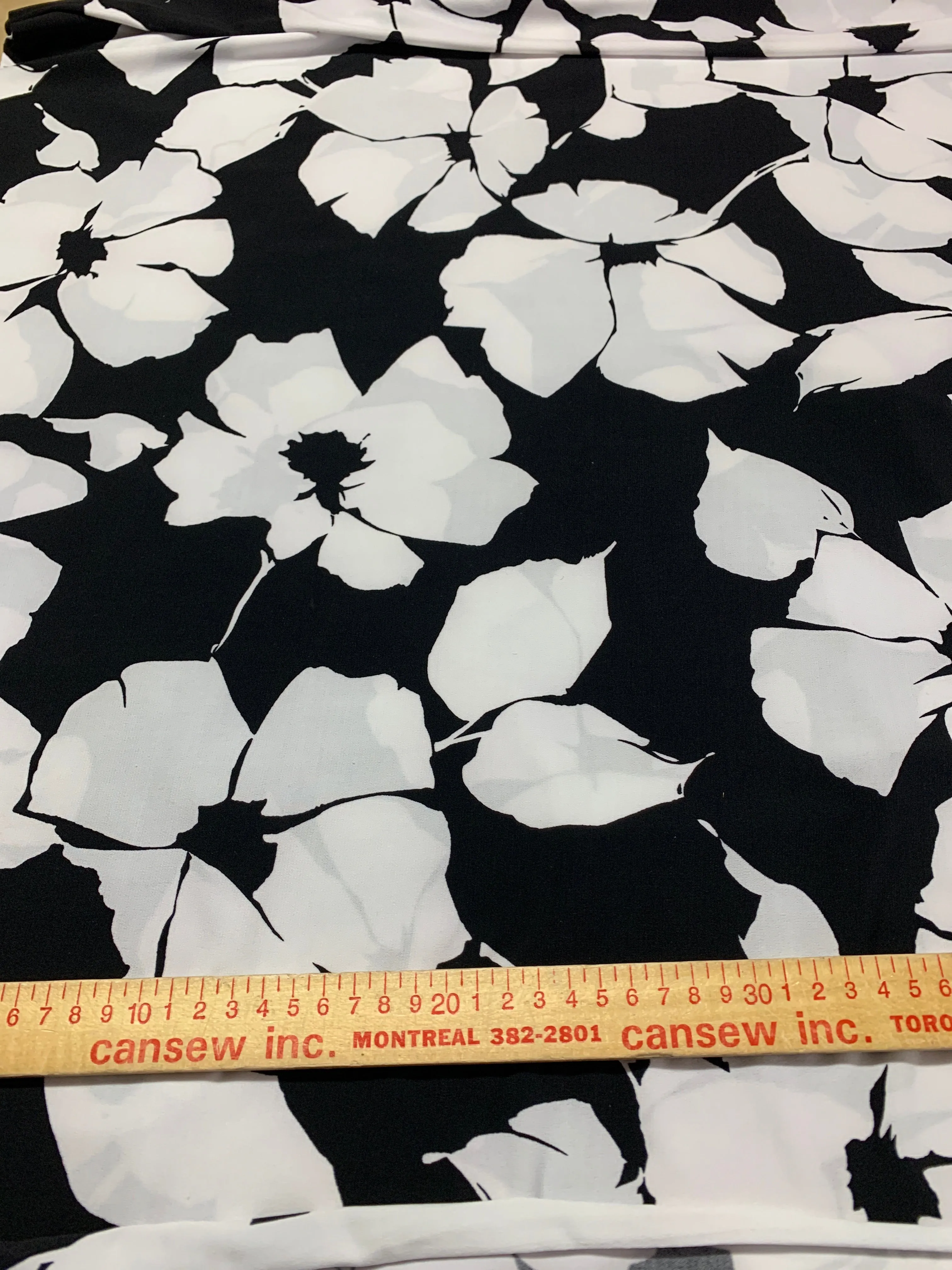 Black/White Floral Poly Print