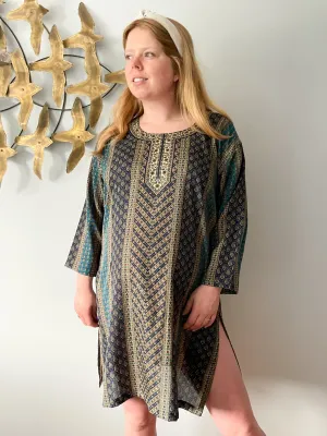 Blue Paisley Flowy Tunic Beach Cover Up - XL