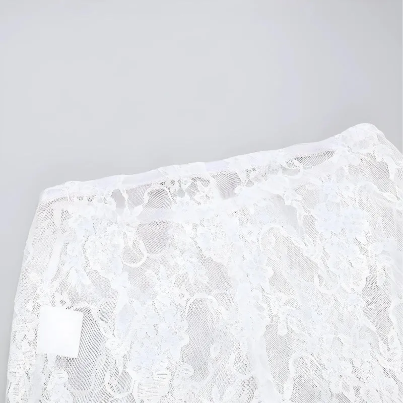 Bow Transparent Lace Flare Pants