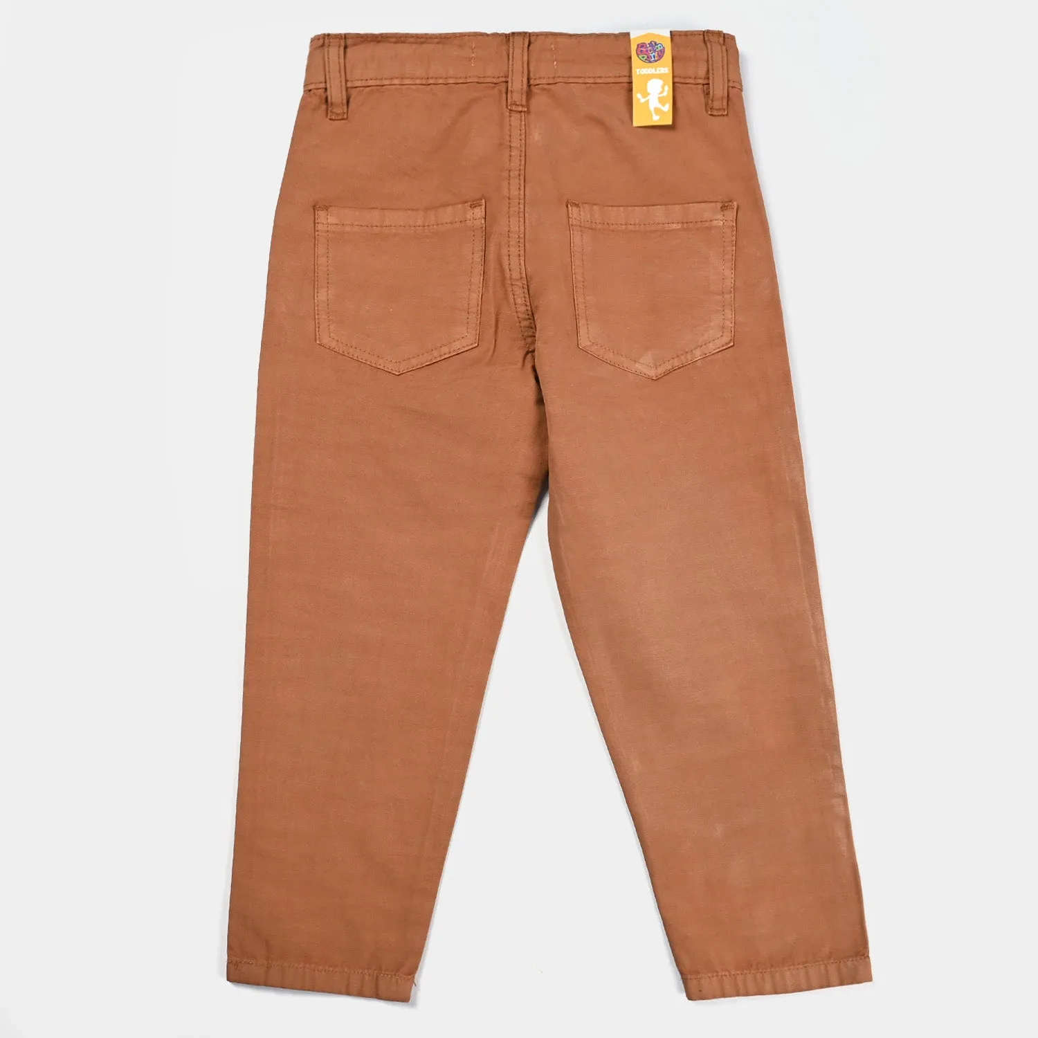 Boys Cotton Slub Pant Club - Brown