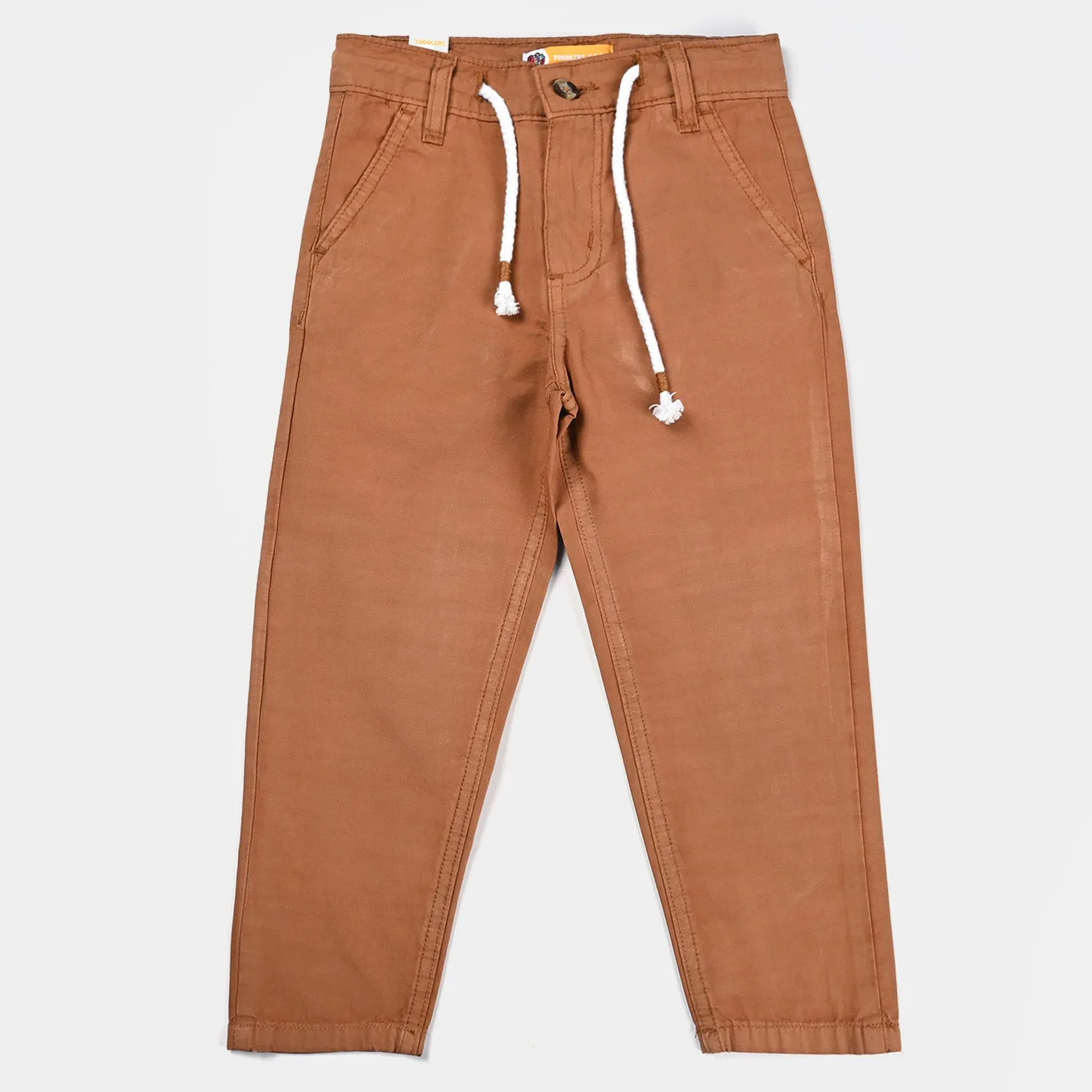 Boys Cotton Slub Pant Club - Brown