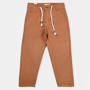 Boys Cotton Slub Pant Club - Brown