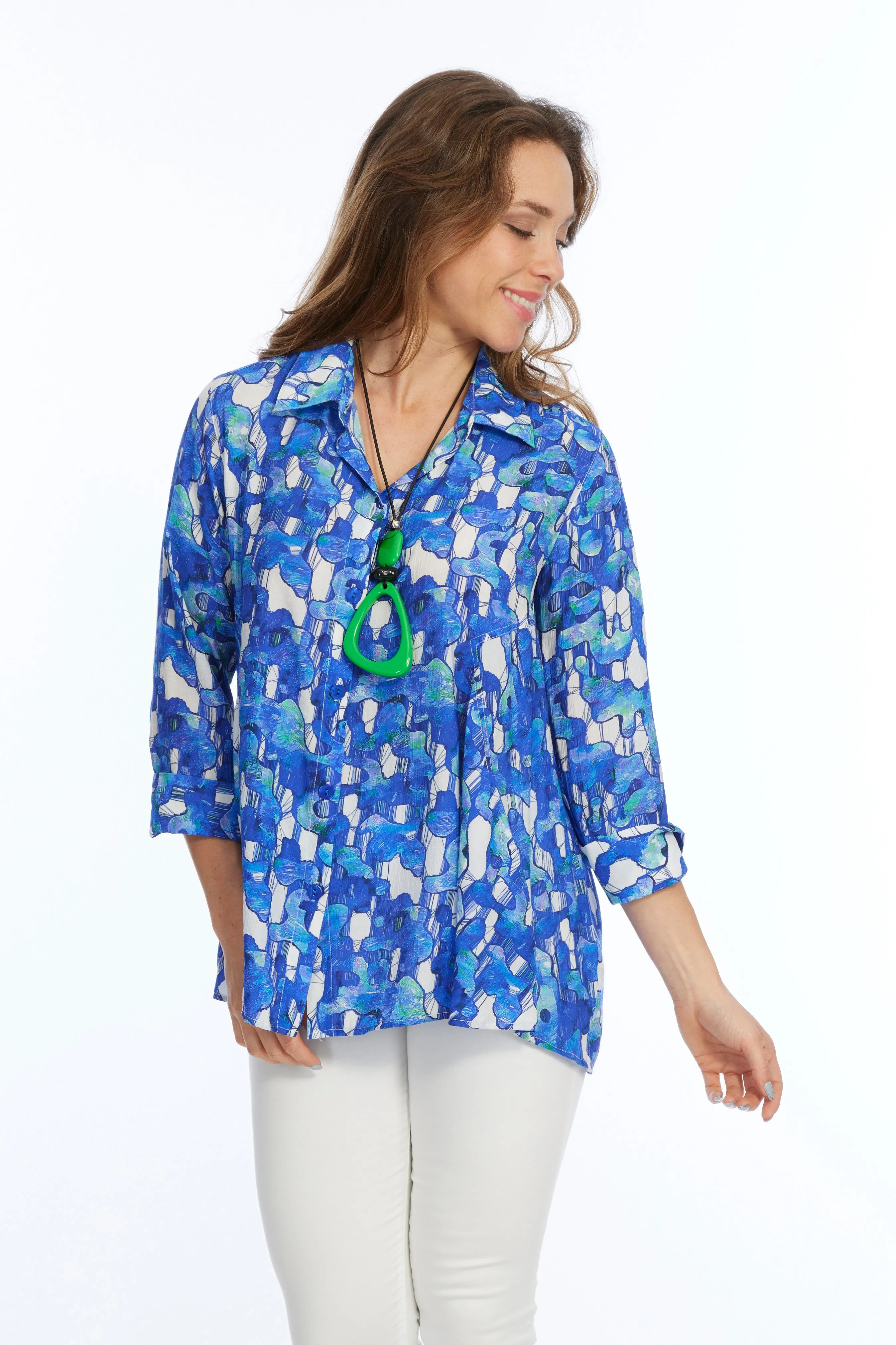 Bright Blue Button Down Tunic Top | Valor LIOR