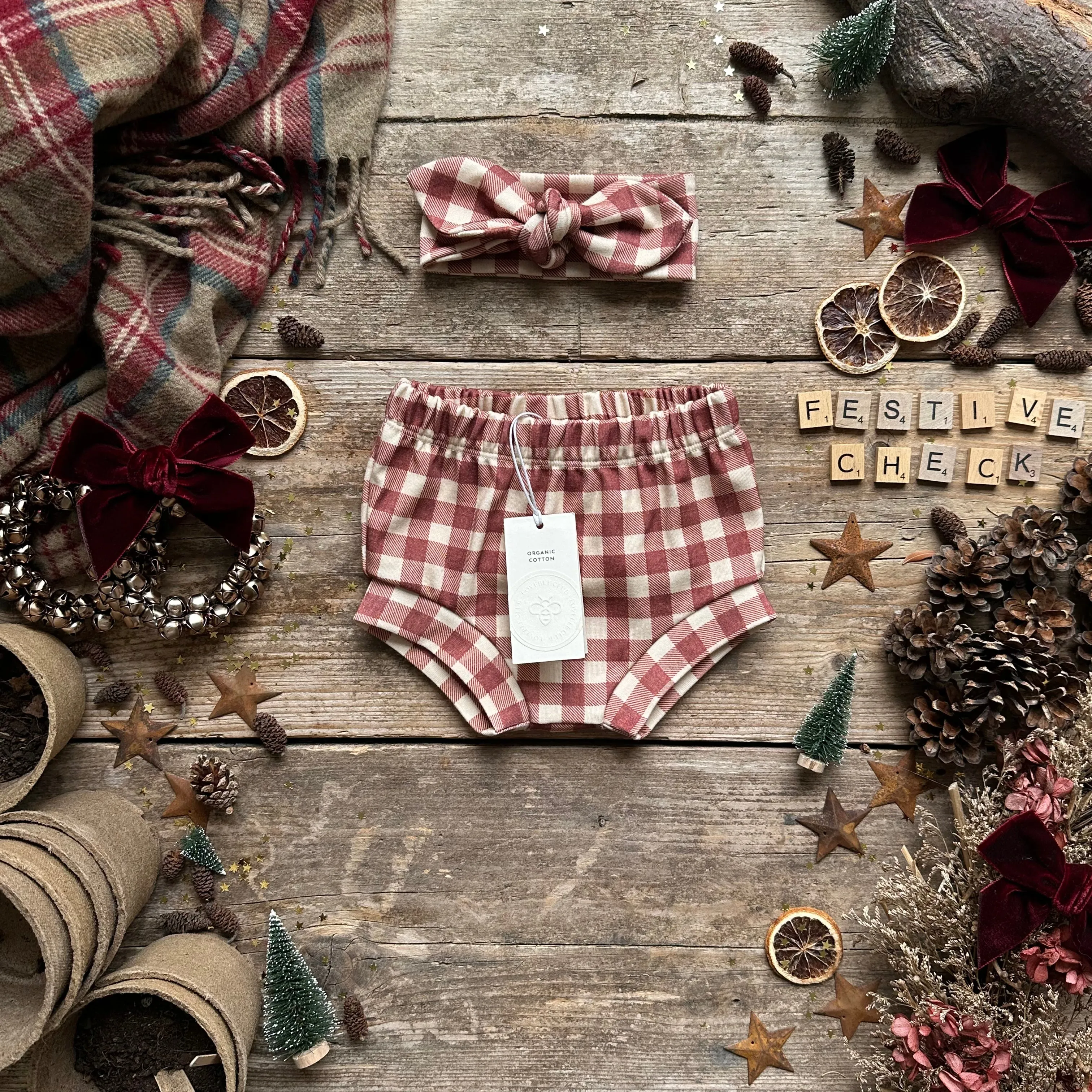 Burgundy Check Bloomers