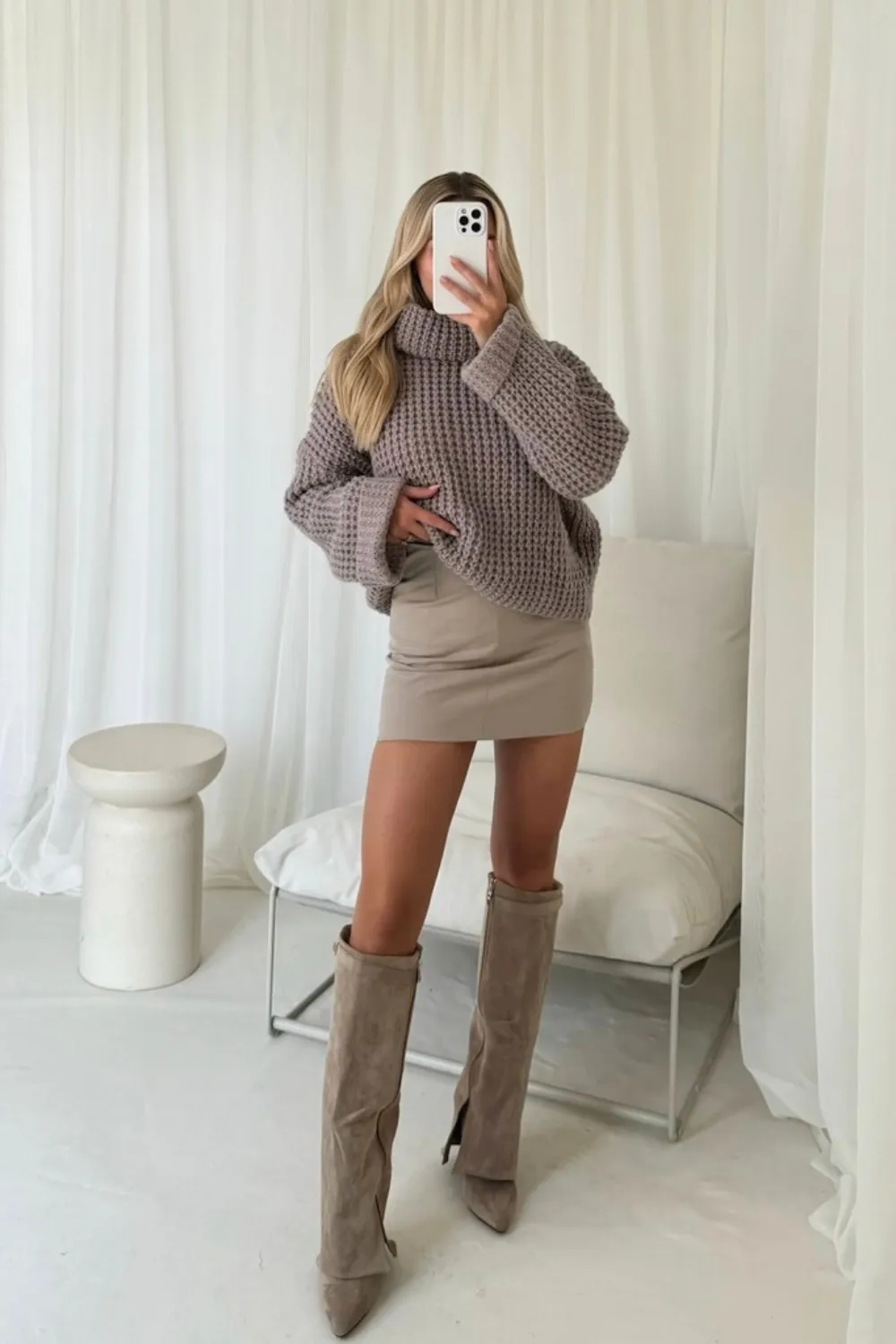 Cara beige chunky knitted jumper