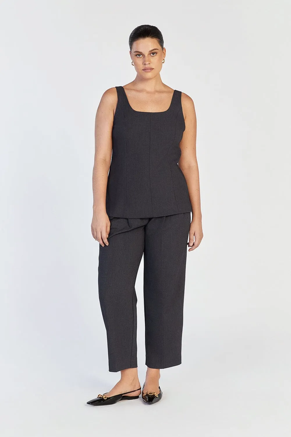 CAREY CHARCOAL SCOOP NECK TOP