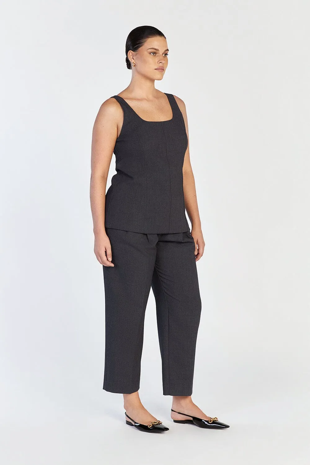 CAREY CHARCOAL SCOOP NECK TOP