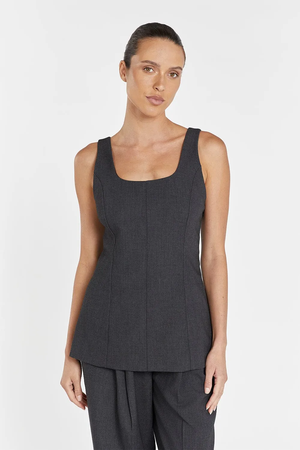 CAREY CHARCOAL SCOOP NECK TOP