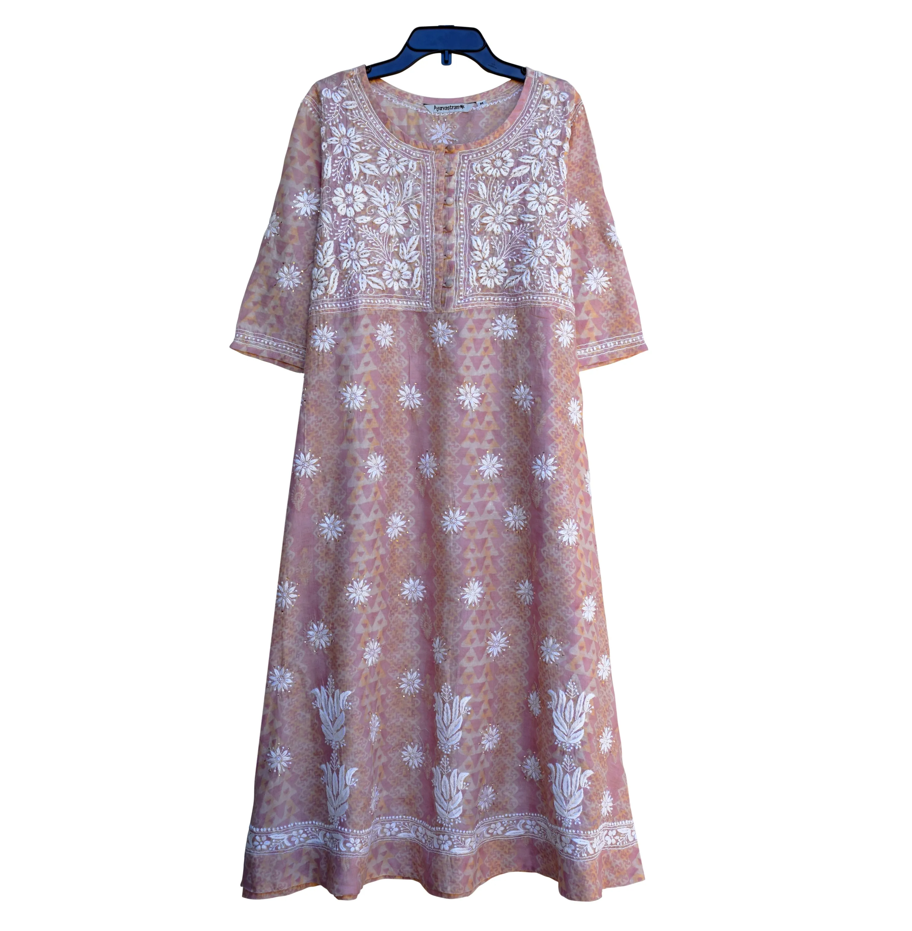 CHANDRIKA Chanderi Silk Hand Embroidered A Line Tunic Dress Kurta: Made to Order/Customizable