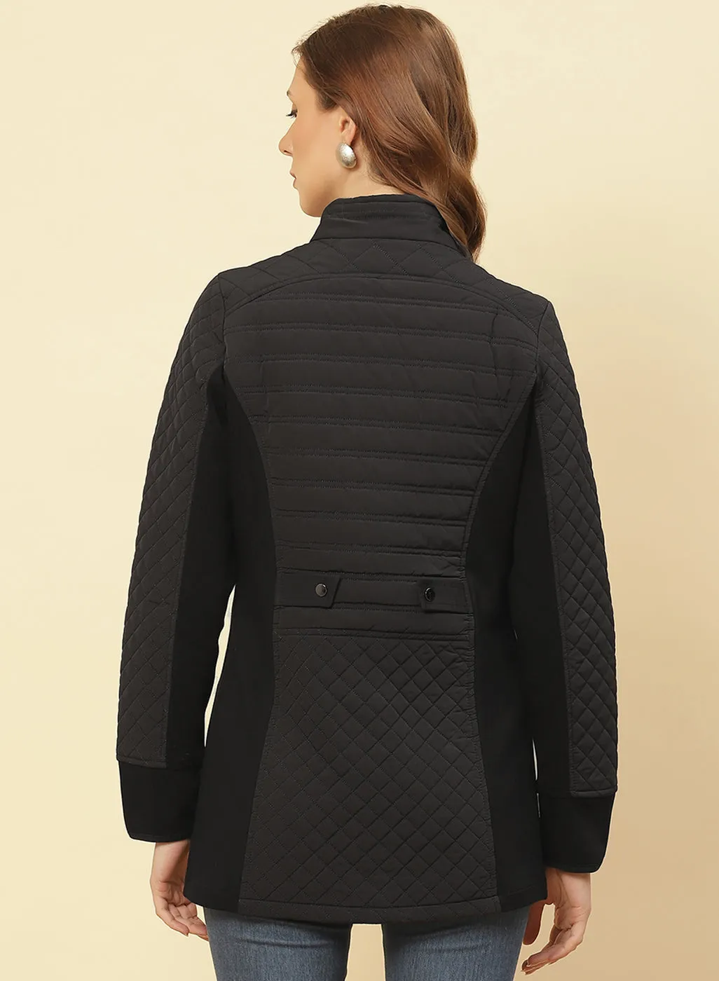 Charcoal Black quilted Jacket