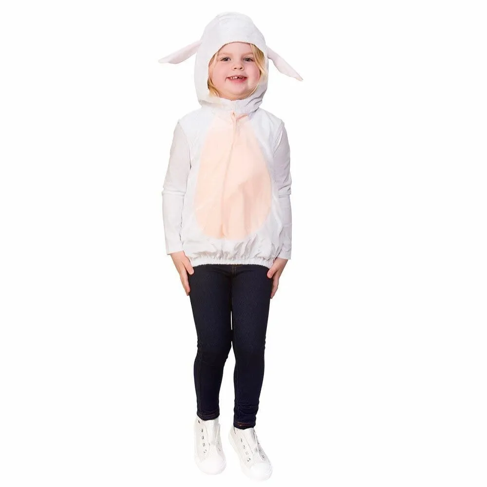 Childs Sheep Hooded Tabard Kids Animal Fancy Dress