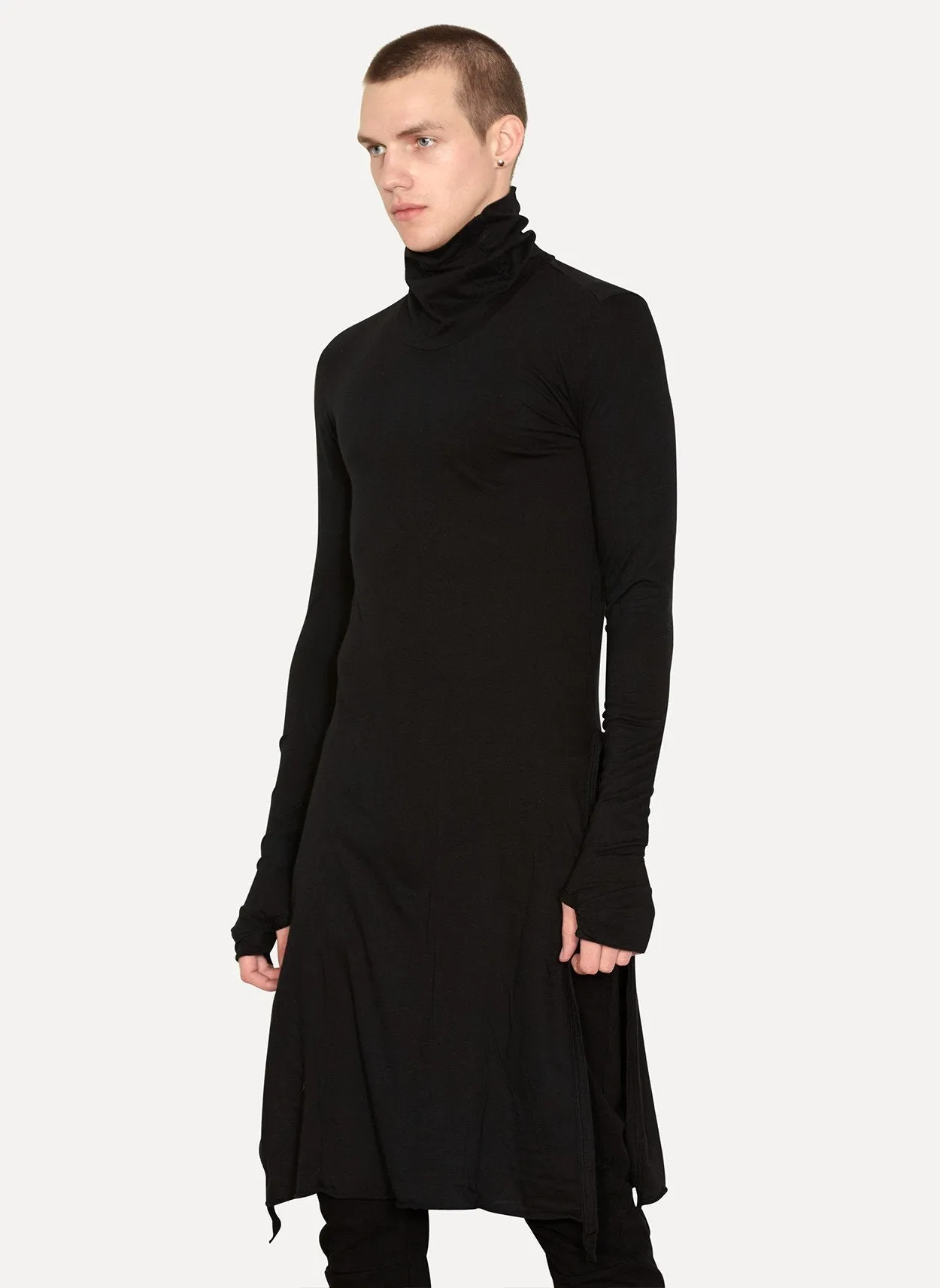 Cold Black Cotton Cashmere Tunic