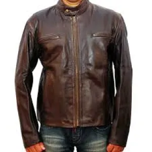 Contraband Mark Wahlberg Distressed Brown/Black Leather Jacket