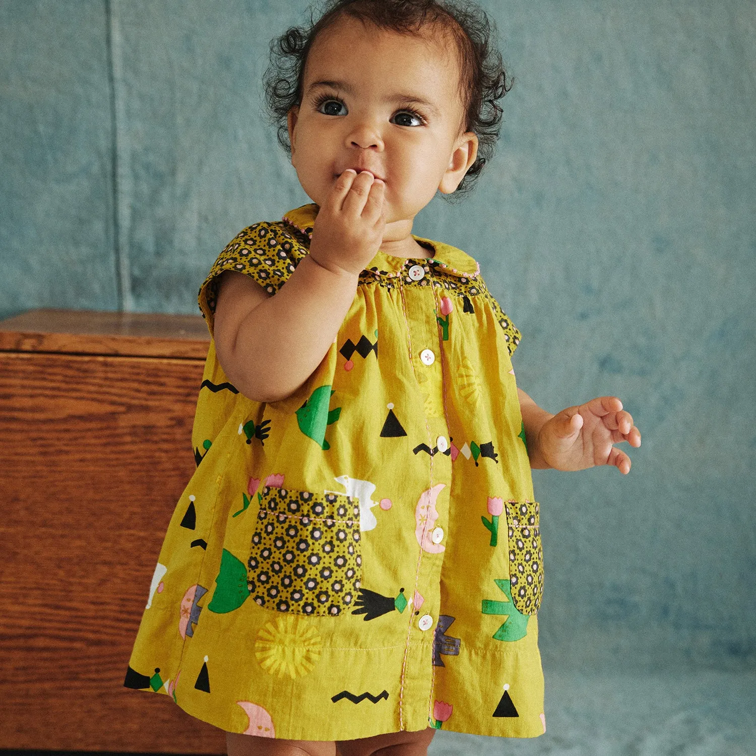 Cotton Nanna Tunic - Pistachio Bird Party