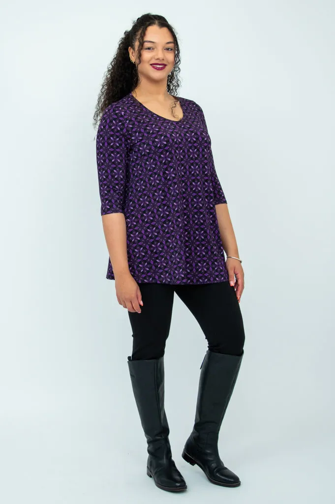 Courage Tunic, Geo Flower, Bamboo - Final Sale