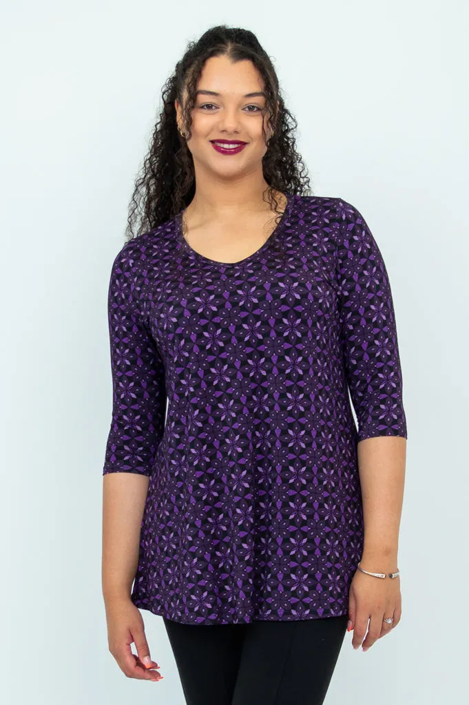 Courage Tunic, Geo Flower, Bamboo - Final Sale