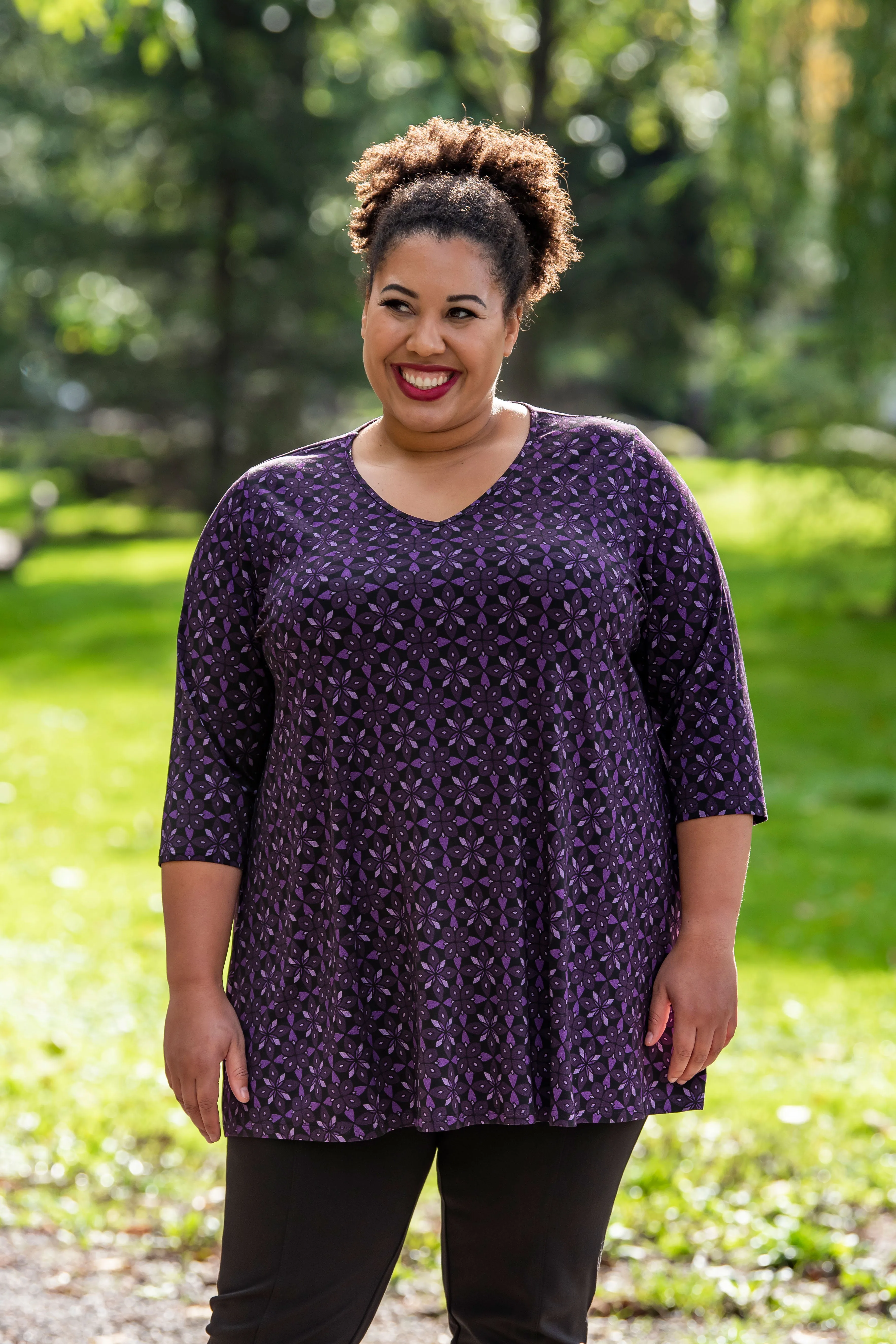 Courage Tunic, Geo Flower, Bamboo - Final Sale